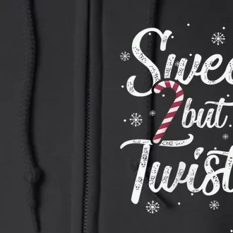 Wo Sweet but Twisted Funny Candy Cane Christmas Full Zip Hoodie