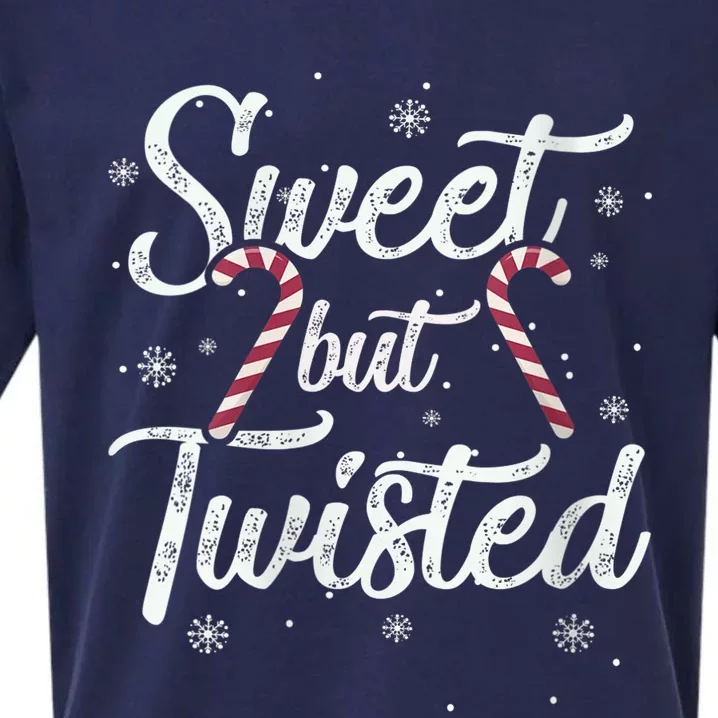 Wo Sweet but Twisted Funny Candy Cane Christmas Sueded Cloud Jersey T-Shirt