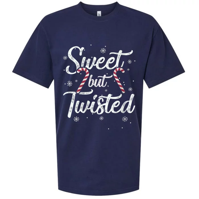 Wo Sweet but Twisted Funny Candy Cane Christmas Sueded Cloud Jersey T-Shirt