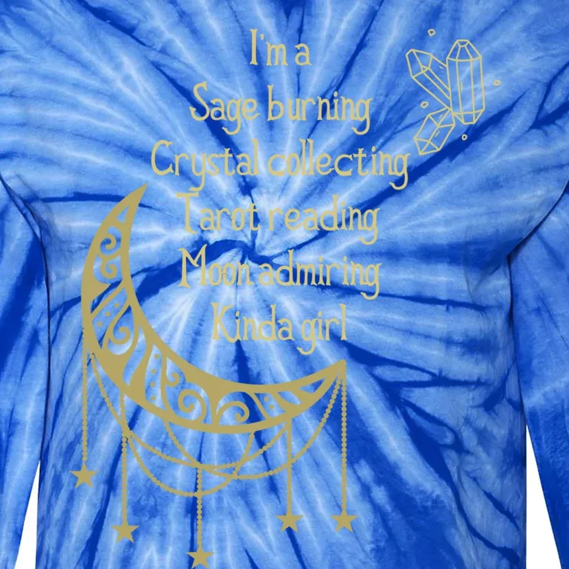 Wiccan Sage Burning Moon Crystals Tarot Occult Witch Gift Tie-Dye Long Sleeve Shirt