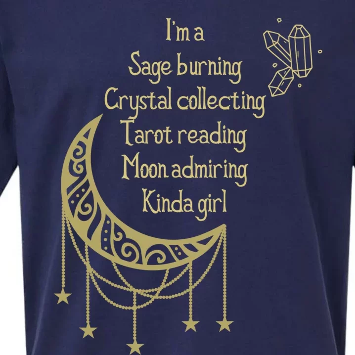 Wiccan Sage Burning Moon Crystals Tarot Occult Witch Gift Sueded Cloud Jersey T-Shirt