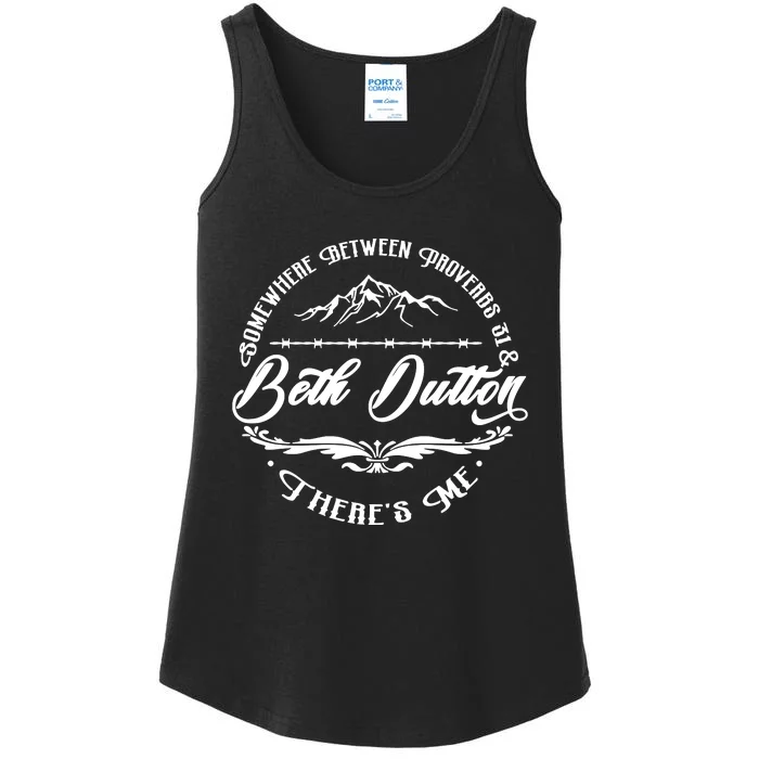 Women Somewhere Between Proverbs 31 Beth Western Cowboy Cowgirl Ladies Essential Tank