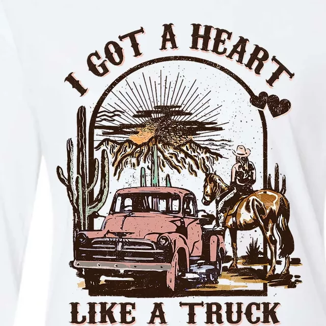 Western Sunset Cowgirl I Got A Heart Like A Truck Womens Cotton Relaxed Long Sleeve T-Shirt