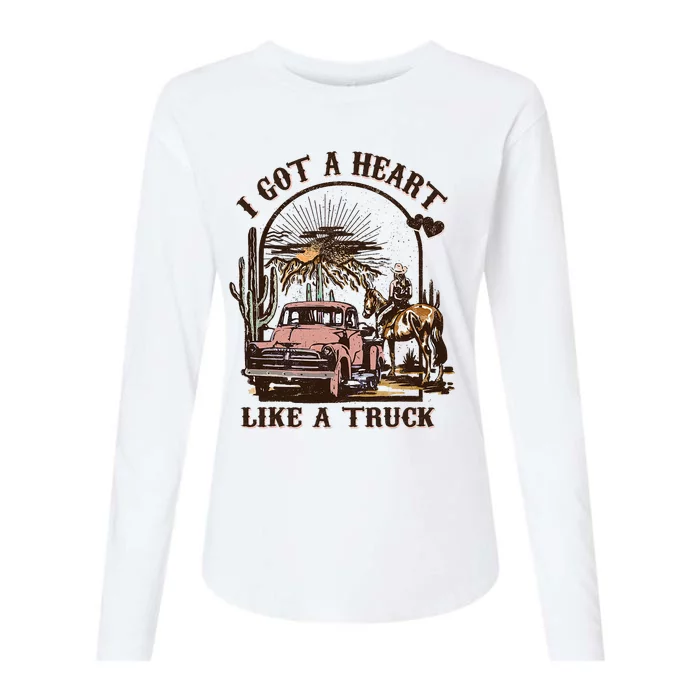 Western Sunset Cowgirl I Got A Heart Like A Truck Womens Cotton Relaxed Long Sleeve T-Shirt