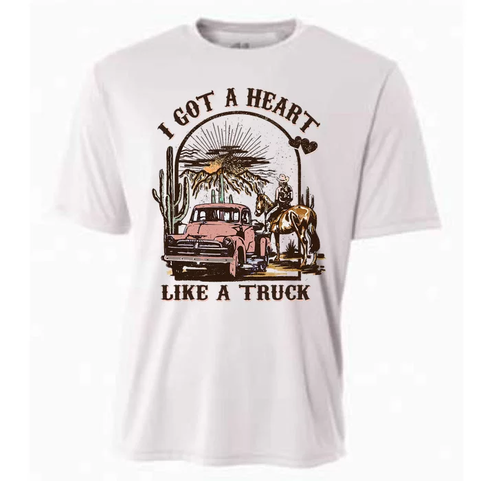 Western Sunset Cowgirl I Got A Heart Like A Truck Cooling Performance Crew T-Shirt