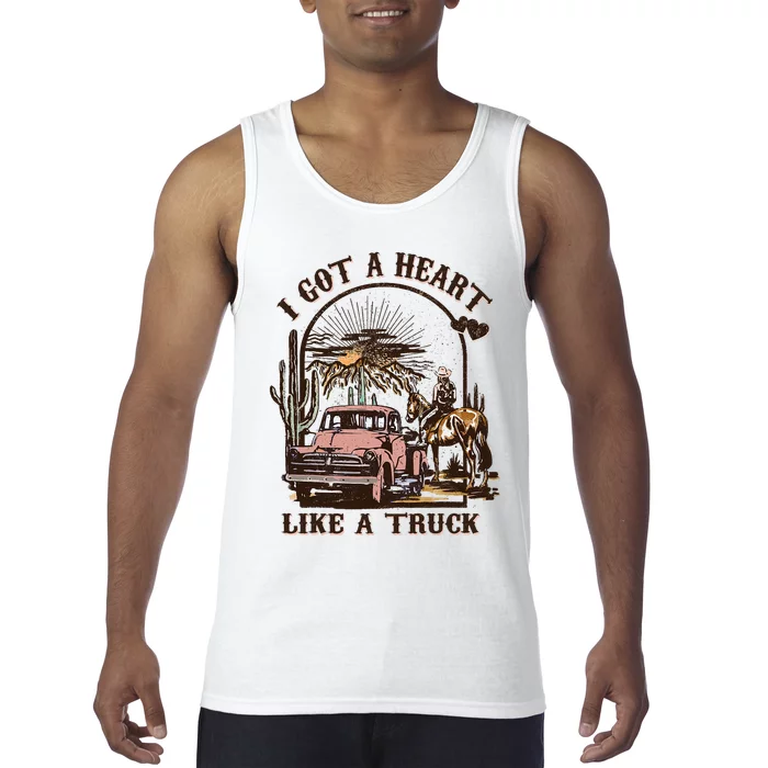 Western Sunset Cowgirl I Got A Heart Like A Truck Tank Top