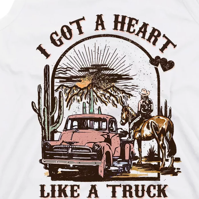 Western Sunset Cowgirl I Got A Heart Like A Truck Tank Top