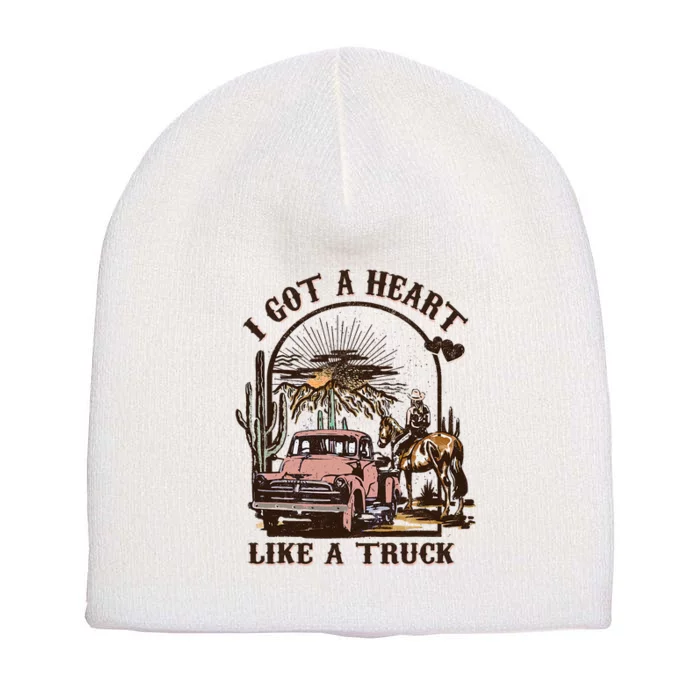 Western Sunset Cowgirl I Got A Heart Like A Truck Short Acrylic Beanie