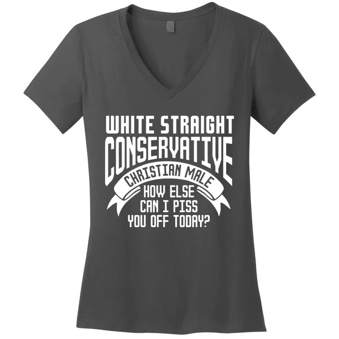 White Straight Conservative Christian Women's V-Neck T-Shirt