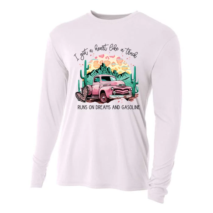 Western Sunset Cowgirl I Got A Heart Like A Truck Cooling Performance Long Sleeve Crew