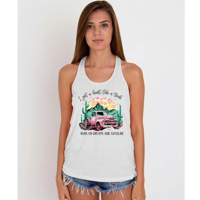 Western Sunset Cowgirl I Got A Heart Like A Truck Women's Knotted Racerback Tank