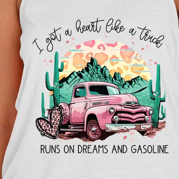 Western Sunset Cowgirl I Got A Heart Like A Truck Women's Knotted Racerback Tank