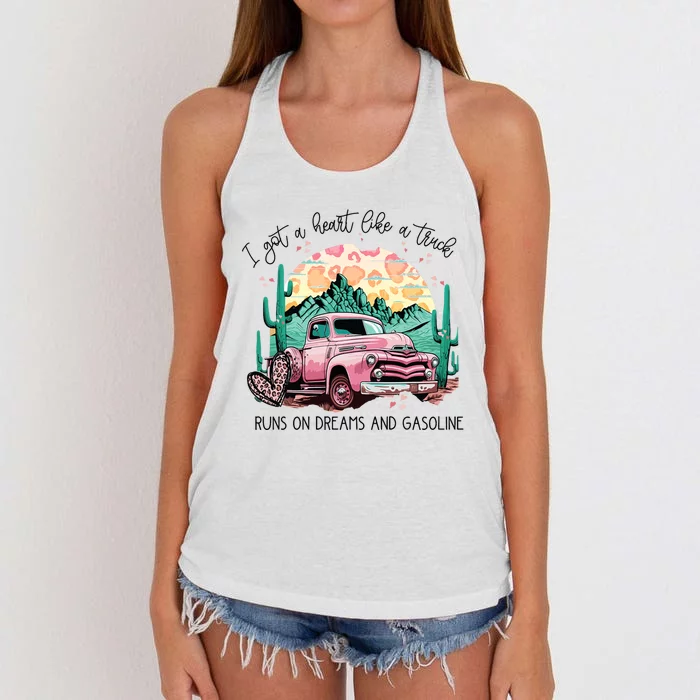 Western Sunset Cowgirl I Got A Heart Like A Truck Women's Knotted Racerback Tank