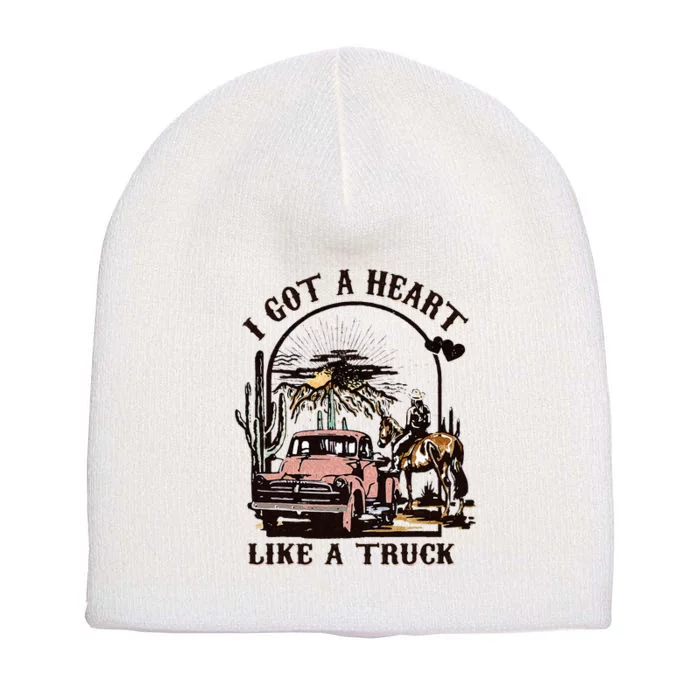 Western Sunset Cowgirl I Got A Heart Like A Truck Short Acrylic Beanie