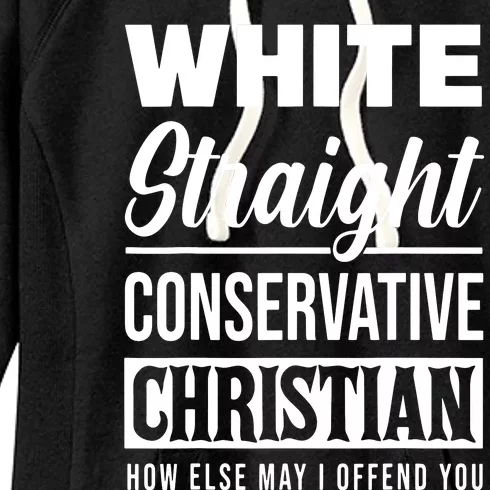 White Straight Conservative Christian Offensive Funny Women's Fleece Hoodie