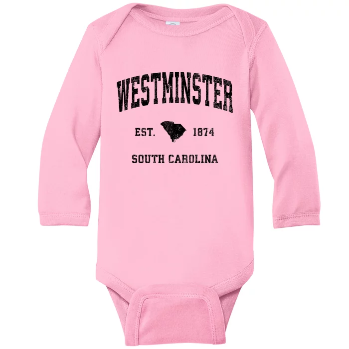 Westminster South Carolina Sc Vintage Athletic Baby Long Sleeve Bodysuit