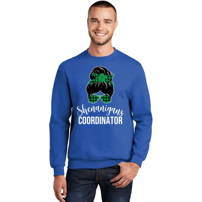 Wo Shenanigans Coordinator Messy Bun Saint Patricks Day Gift Tall Sweatshirt