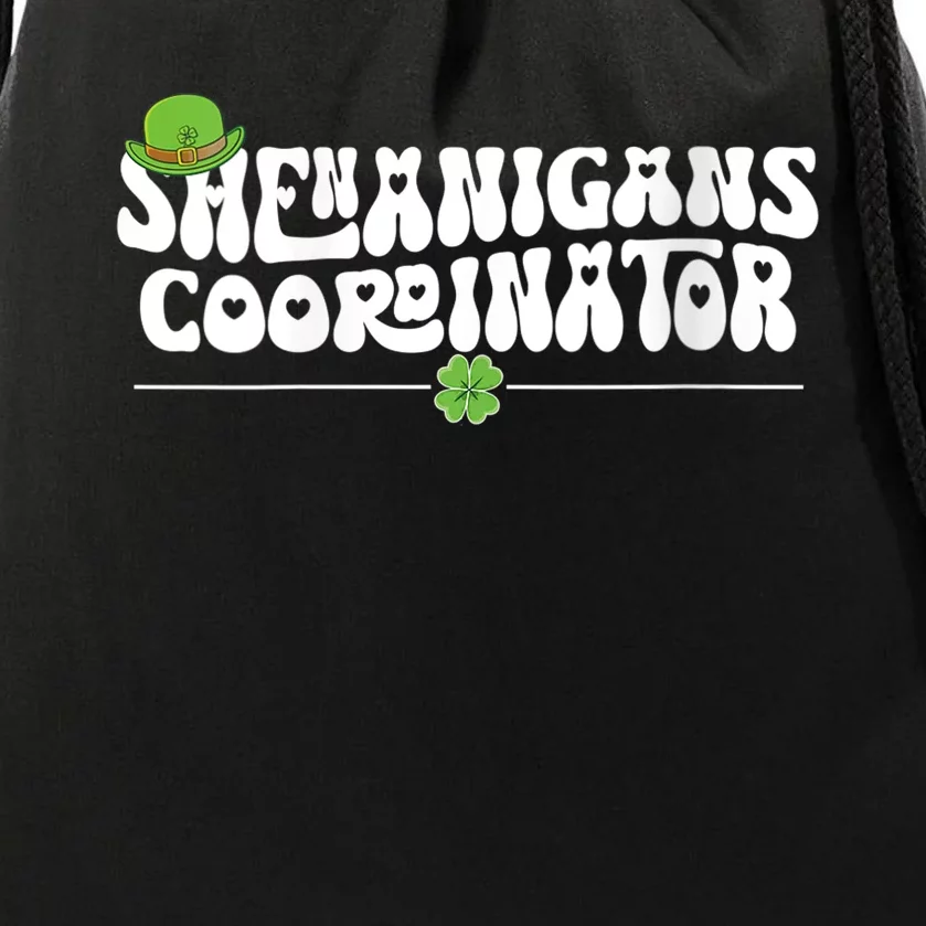 Wo Shenanigans Coordinator Groovy Teacher St Patricks Day Gifts Drawstring Bag