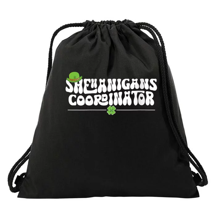 Wo Shenanigans Coordinator Groovy Teacher St Patricks Day Gifts Drawstring Bag