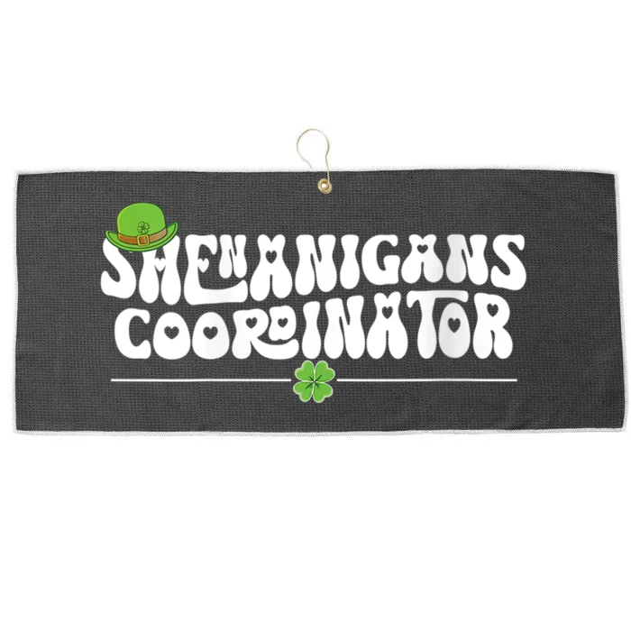 Wo Shenanigans Coordinator Groovy Teacher St Patricks Day Gifts Large Microfiber Waffle Golf Towel