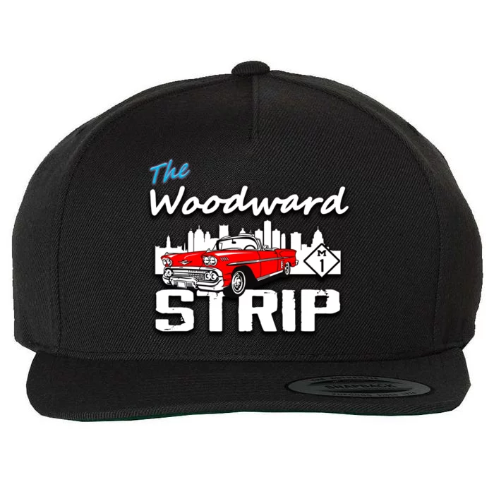 Woodward Strip Classic Car Wool Snapback Cap