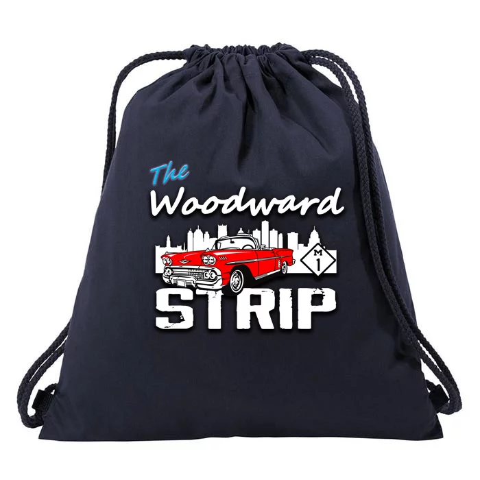 Woodward Strip Classic Car Drawstring Bag