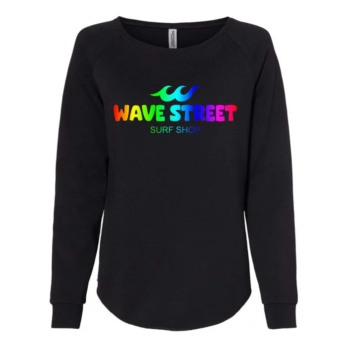 Wave Street Classic Rainbow Waves Beach Surf Shop Womens California Wash Sweatshirt