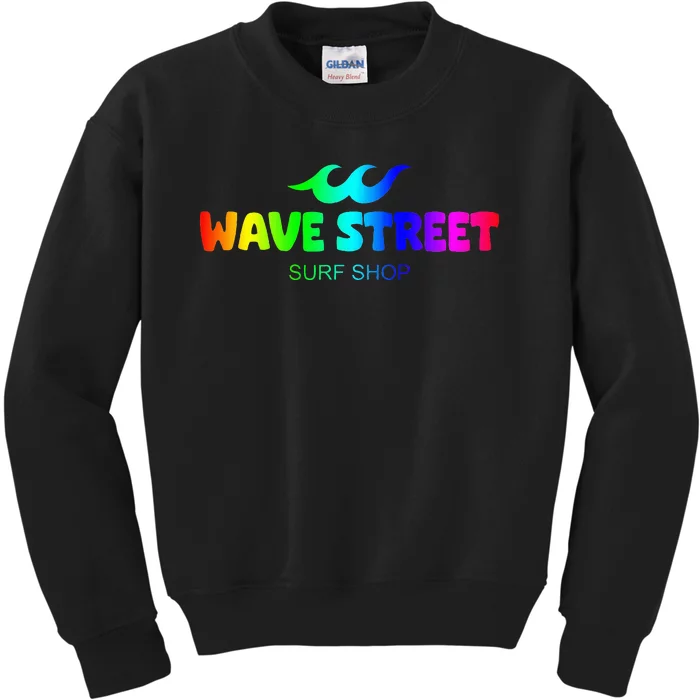 Wave Street Classic Rainbow Waves Beach Surf Shop Kids Sweatshirt