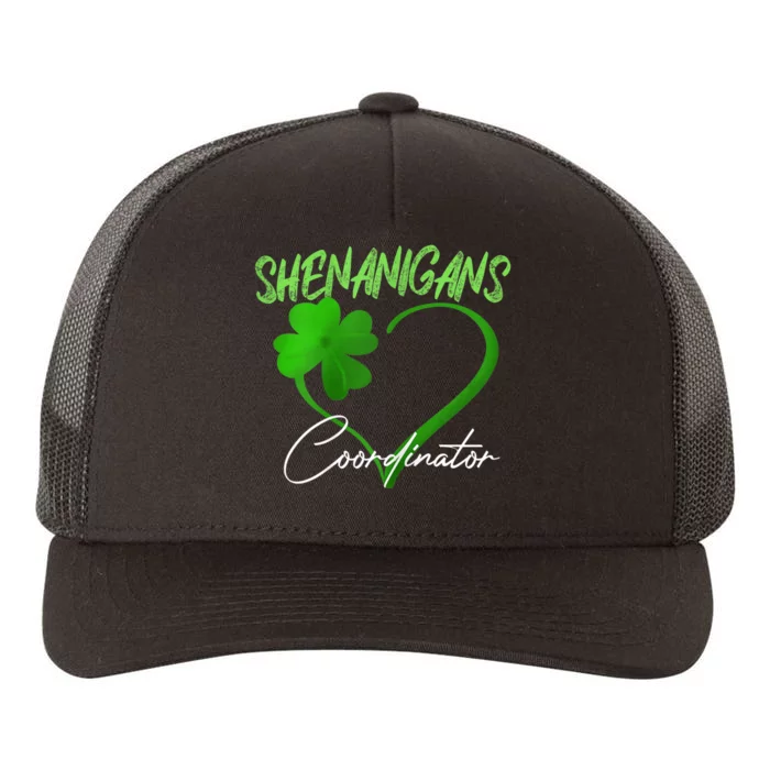 Wo Shenanigans Coordinator Green Heart Shamrock St Patricks Day Yupoong Adult 5-Panel Trucker Hat