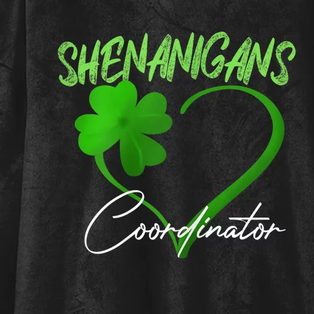 Wo Shenanigans Coordinator Green Heart Shamrock St Patricks Day Hooded Wearable Blanket