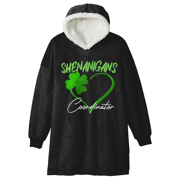 Wo Shenanigans Coordinator Green Heart Shamrock St Patricks Day Hooded Wearable Blanket