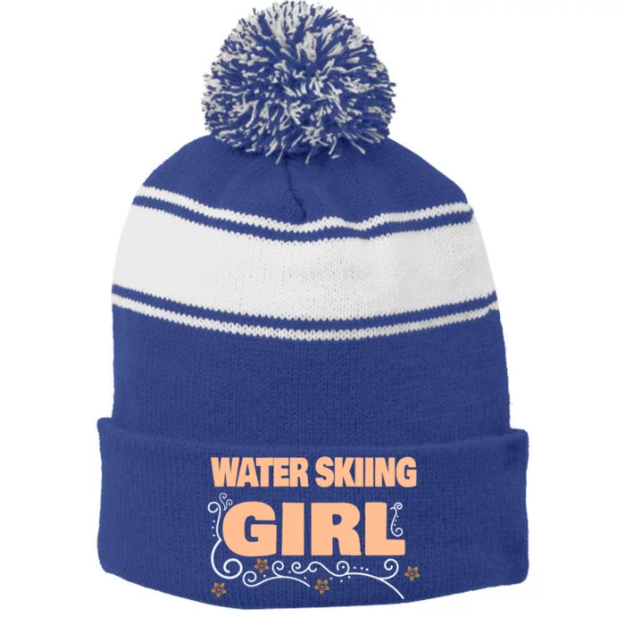 Water Skiing Cool Gift Stripe Pom Pom Beanie