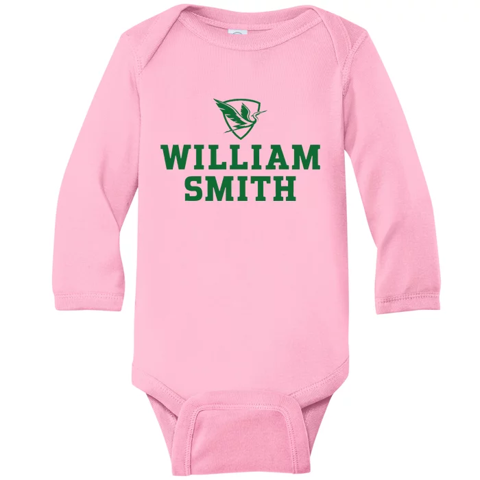 William Smith College Herons Shield Logo Hwsc Baby Long Sleeve Bodysuit