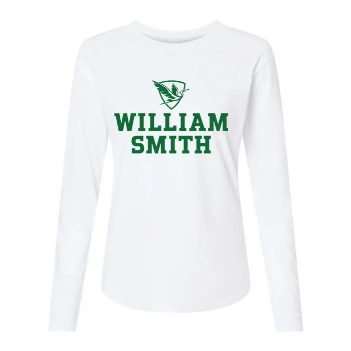 William Smith College Herons Shield Logo Hwsc Womens Cotton Relaxed Long Sleeve T-Shirt