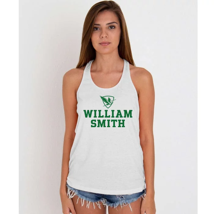 William Smith College Herons Shield Logo Hwsc Women's Knotted Racerback Tank