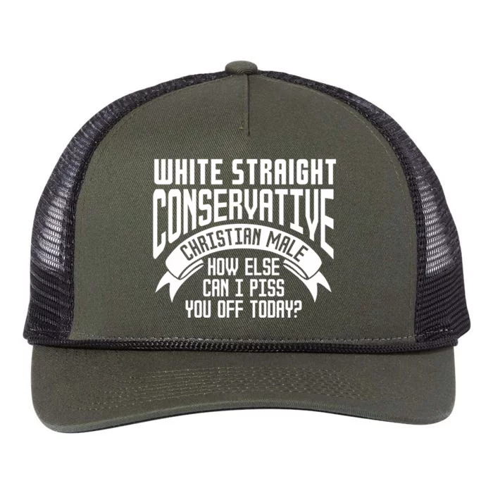 White Straight Conservative Christian Male Retro Rope Trucker Hat Cap