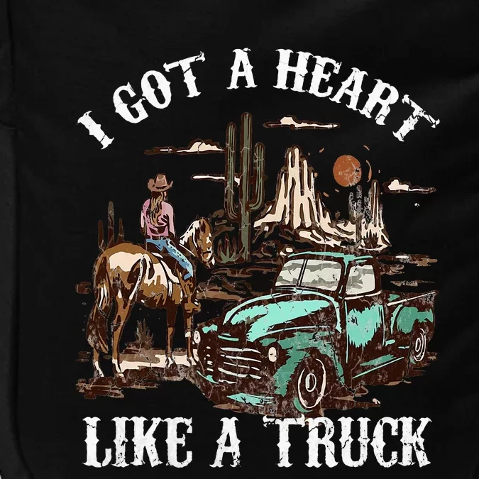 Western Sunset Cow I Got A Heart Like A Truck Vintage Impact Tech Backpack