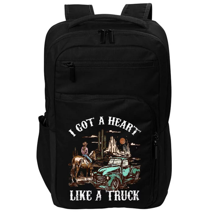 Western Sunset Cow I Got A Heart Like A Truck Vintage Impact Tech Backpack