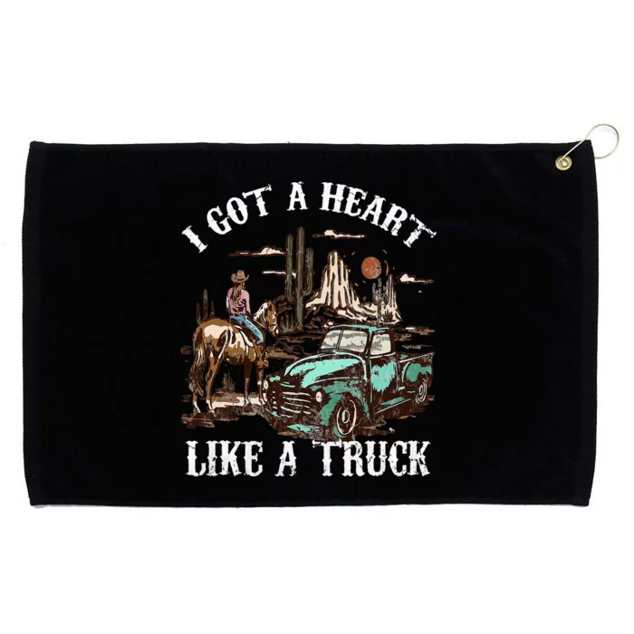 Western Sunset Cow I Got A Heart Like A Truck Vintage Grommeted Golf Towel