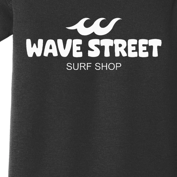 Wave Street Classic Waves On The Beach Surf Shop Baby Bodysuit