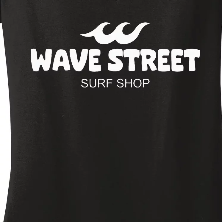 Wave Street Classic Waves On The Beach Surf Shop Women's V-Neck T-Shirt