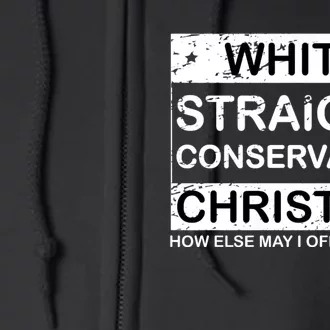 White Straight Conservative Christian Offensive Full Zip Hoodie