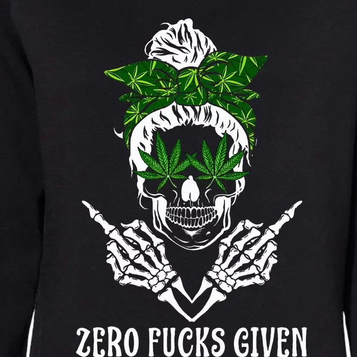 Weed Skull Cannabis Marijuana 420 Thc Weed Lover Womens California Wash Sweatshirt