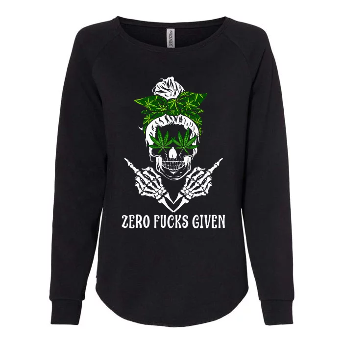 Weed Skull Cannabis Marijuana 420 Thc Weed Lover Womens California Wash Sweatshirt