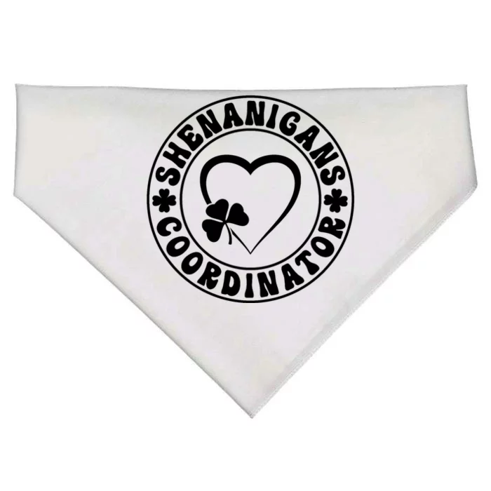 Women's Shenanigans Coordinator White Heart Shamrock St Patricks Day USA-Made Doggie Bandana