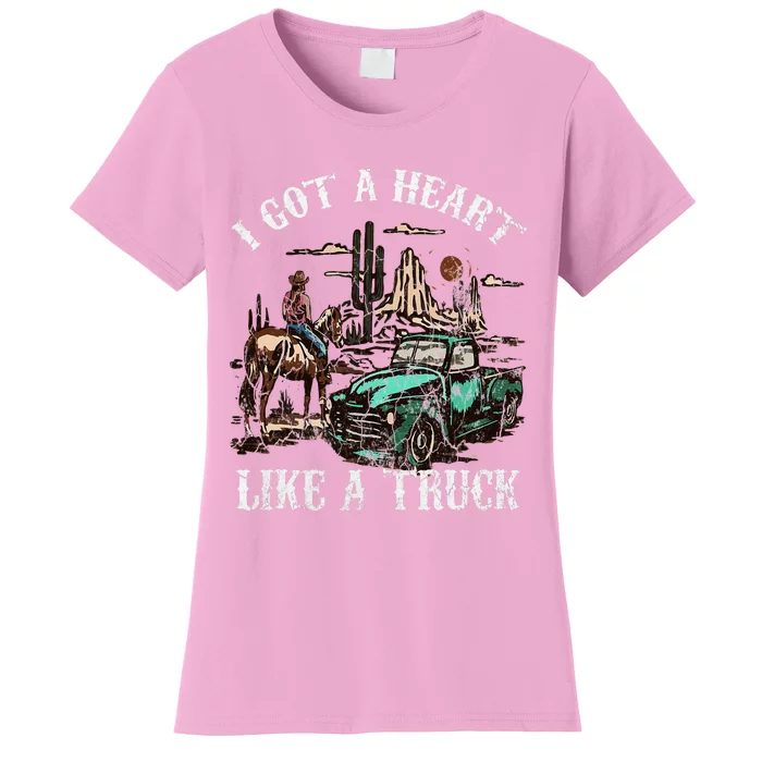 Western Sunset Cowgirl I Got A Heart Like A Truck Vintage Women's T-Shirt