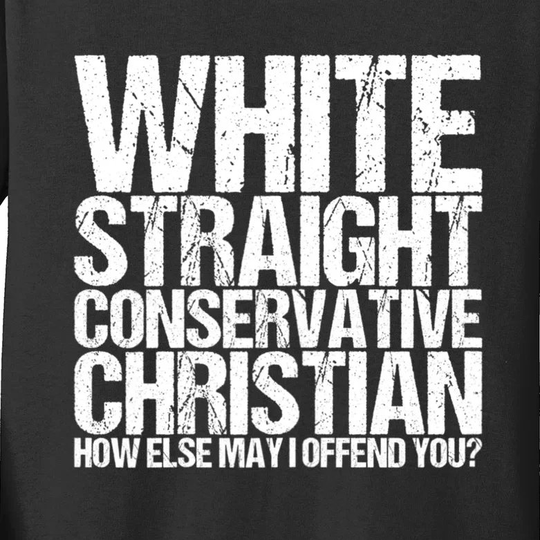 White Straight Conservative Christian Offensive Kids Long Sleeve Shirt