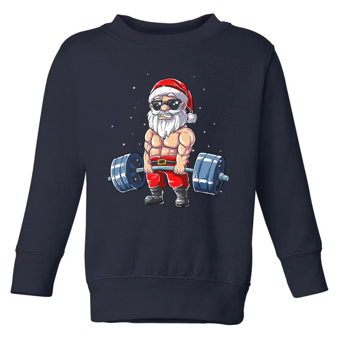 Weightlifting Santa Claus Christmas Fitness Gym Toddler Sweatshirt