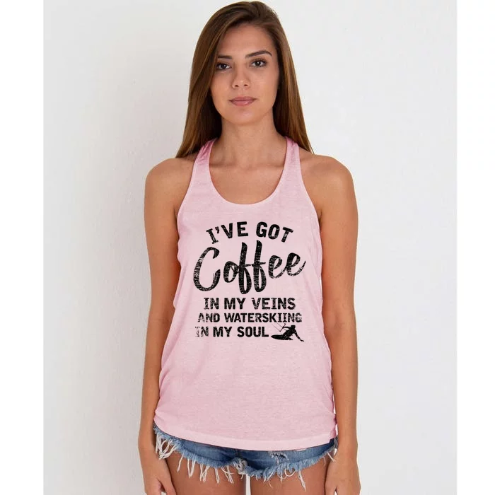 Water Ski Coffee Soul Water Skiing Gift Women's Knotted Racerback Tank