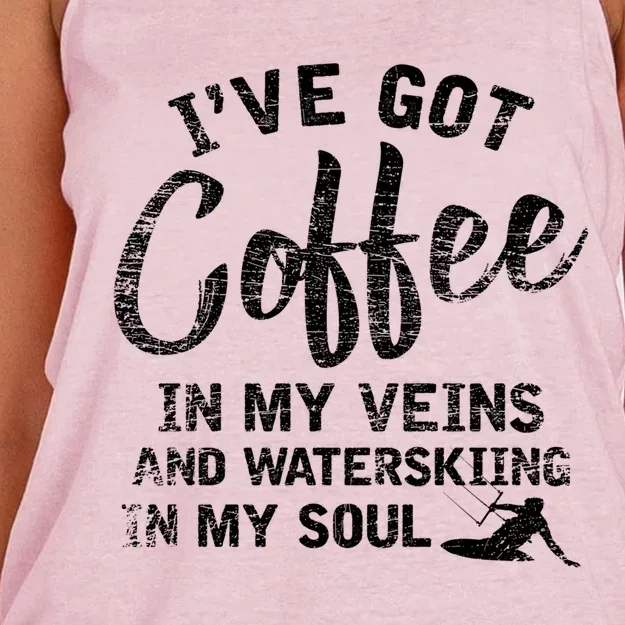 Water Ski Coffee Soul Water Skiing Gift Women's Knotted Racerback Tank